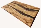 Glossy Epoxy Table Top Resin Table Walnut Custom Order For Living Room Decor