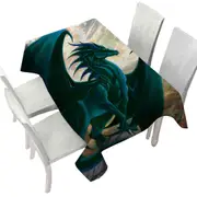 Fantasy Painting Green Dragon on Cliff Tablecloth