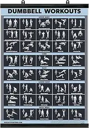 Palace Learning Dumbbell Workout Exercise Poster [Dark] (LAMINATED WITH PLASTIC FRAME, 18" x 24")