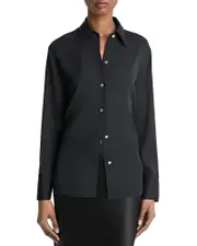 Vince Long Sleeved Button Down Silk Blend Blouse