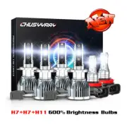 For Smart Fortwo 2008-2015 6pc H7+H7 LED Headlight High Low+H11 Fog Light Bulbs (for: Smart)