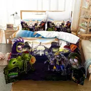 v1334 Bed Sheets Popular Games Pattern Bedding Set Plant Zombie Cartoon Duvet Cover Set with Pillowcase Single Double Queen King Bedclothes 3-Piece Be