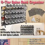 4-Tier Kitchen Spice Rack Organizer for Cabinet Shelf Kitchen Storage Jar Holder