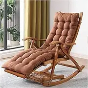 Zero Gravity Lounge Chair, Garden Chairs Rocking Chair,Multifunctional Nap Chair, with Foot Massage Wheel Foldable Cotton Cushion,Adult Easy Chair Bamboo Balcony Lounge Chair Lounge Chair (Color : F