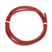Round Braided Leather Cord Bolo Leather Cord 3mm x 1m Red
