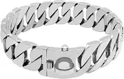 Dog Traction Rope Strong Metal Dog Chain Collars Stainless Steel Pet Training Collar for Large Dogs Pitbull Bulldog Silver Gold Show Collar-Silver_65cm