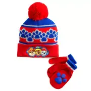 PAW PATROL CHASE RUBBLE MARSHALL Hat & Mittens Beanie Set w/ Pom-Pom NWT $22