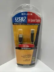 Belkin F3U133-06 USB2 Hi-Speed Cable 6' Type A to B 24K Gold Plated 6 Feet /1.8m