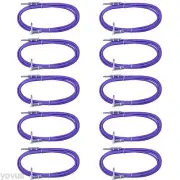 10PACK 6ft foot PURPLE MONO SHIELDED 1/4 mono guitar patch instrument cable cord