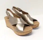 Clarks Annadel Eirwyn Wedge Sandals, Gold, Women's 10