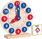 Kisangel 1 Set Educational Wood Clock Learning Model for Cognition Development Safe and Fun Plaything for Boys and Enhance Color and Recognition