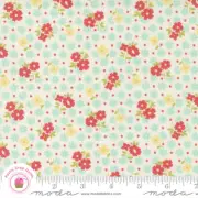 Moda STITCHED 20432 11 Vanilla Aqua Blue Red Floral FIG TREE Quilt Fabric