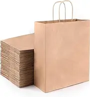 SHIPKEY Kraft Paper Bags 25 Pcs 27x21x12cm | Brown Paper Bags, Gift Bags Bulk with Handles