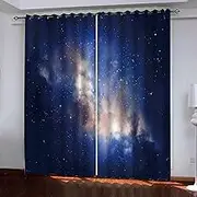 Exquisite Curtains for Kids Bedroom Blue & Sky W168cm (66") x D229cm (90") x 2 3D Pattern Microfiber Blackout Fabric Eyelet Window Drapes for Kids Nursery Playroom 2 Panels