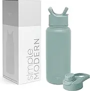 Simple Modern Water Bottle with Straw and Chug Lid Vacuum Insulated Stainless Steel Metal Thermos Bottles | Reusable Leak Proof BPA-Free Flask for Sports Gym | Summit Collection | 32oz, Sea Glass Sage