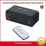 AK-401R 4CH Stereo Audio Switch Selector Supports IR Remote Control and Manual