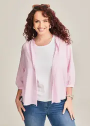 [Virtuelle] Taking Shape Natural Stripe Embellished Top Size 16 in Aurora Pink, Viscose - Plus Size Women's Tops & T Shirts Aurora Pink