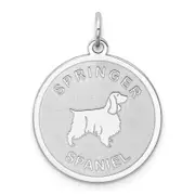 Sterling Silver Rhodium-Plated Springer Spaniel Disc Charm