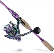 Sougayilang Fishing Rod Reel Combo, Carbon Fiber Protable 4-sections Spinning Fishing Pole and Colorful Spinning Reel for Travel, with Fishing Line Lures Accessories and Carrier Bag