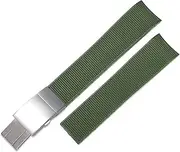 AEMALL Rubber Silicone Watch Strap for Longines Master Conquest HydroConquest L3 Watchband 21mm Waterproof Watchband (Color : Green Silver Clasp, Size : 21mm)