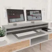 Monitor Stand For 2 Screens Computer Screen Riser With Shelf Chipboard 100cm