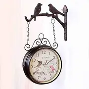 Retro Double Sided Wall Clock Double Sided Station Clock Garden Clock Wrought Iron 360° Rotation Waterproof Outdoor Clock Decoration Outside Clock