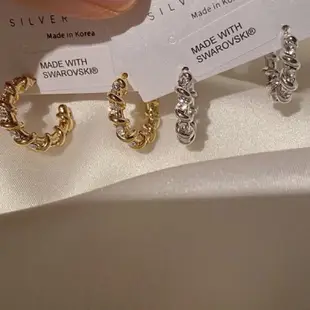 韓國製 鍍金 Swarovski 圈圈耳環