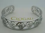 Welsh Clogau Sterling Silver & 9ct Rose Gold Royal Roses Topaz Cuff Bangle
