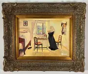 Jewish Woman Praying at Sabbath - Ornate Gold Frame - Judaica Jewish