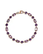 Bloomingdale's Fine Collection Rose De France & Purple Amethyst Mixed Cut Link Bracelet in 14K Rose Gold