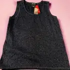 Vintage Escada Couture Margaretha Ley Wool Blend Tank Top Navy Silver Sz 44 NWT