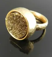 Exclusive 24K Yellow Gold Plated Ring Set with Golden Agate Stone Size 8
