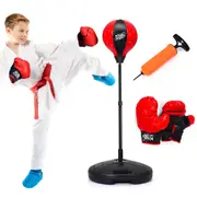 Costway Kids Freestanding Punching Bag Height Adjustable Boxing Ball w/ Gloves Red