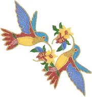 HORIALENCE 2pcs Cartoon Bird Applique Patches for Clothes Repair DIY Craft Decoration Symmetrical Hummingbird Design for Bags Hats and Garment Decor