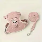 Pet Harness And Leash Set Cats Adjustable Vest Harnesses For Small Pets - Pink