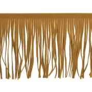 1 Yard 4 Inch PU Leather Fringe Trim DIY Tassel Fringe for Sewing, Khaki