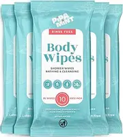 Body Wipes (5 Packs) 50 XL Shower Wipes Body Wipes for Adults Bathing, Traveling, Camping, Gym, Car, Elderly, Bedridden - Bath Wipes - Disposable Washcloths for Adults No Rinse