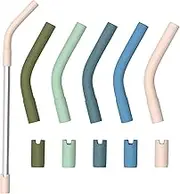 WADY 5PCS Silicone Straw Tips, Straw Toppers, Rubber Straw Tips Colorful Silicone Extender Tip/Silicone Tips for Metal Straws, 8 mm Silicone Straw Covers for Cup Tumbler Fit, Stanley 40 oz Tumbler