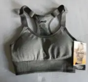 New Avia Women's Keyhole Cami Sports Bra SMALL Gray Seamless Low Support NWT