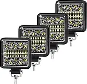 BYBDQKTVEH 2PCS 102W Lightbar Spotlight LED Work Light Bar Car for Tractor SUV Truck Driving Fog Lamp 3030 LED 34SMD Headlights LED Work Light(Square Fixed 4PCS)