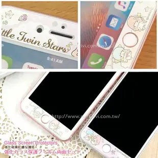 【Sanrio 】iPhone 7 (4.7吋) 雙面強化玻璃彩繪保護貼-kikilala
