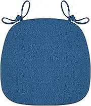 BLISENCHY 1 Pack Memory Foam Chair Cushion with Ties - Non-Slip Dining Chair Pad, Comfortable Kitchen and Dining Room Seat Cushion with Machine Washable Cover (Prussia Blue)
