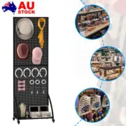 171cm Pegboard Display Stand Metal Pegboard Panels with Wheels for Retail Stores