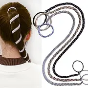 Elastic Spiral Braided Hair Ties for Women and Girls –3 Pack 18”Pony Tails Wrap Hair Tie for Longhair, No-Tangle, Damage-Free Ponytail Holders for Gym, Swimming, Diving, Wind and Water Sports