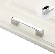 5 Pack Square Bar Handles Kitchen Handle Bathroom Cabinet Pulls Door Handles Zinc Alloy Drawer Handles,Silver (Hole Spacing: 96mm/3.77")