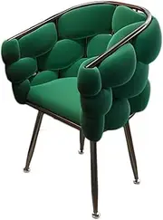 Modern Bubble Accent Chair with Plush Velvet - Dark Green & Black for Small Spaces, Vanity Desk & Reading Nook, Space-Saving Design (Dark Green Black)