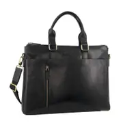 Pierre Cardin Leather 15" Laptop Briefcase Business Bag Black