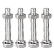 M8 x 45mm Hex Head Screws Bolts, Nuts, Flat & Lock Washers Kits 4 Sets