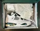 Men’s US 5.5 Air Jordan 4 Retro Sneakers White/Oxidized Green-White, FQ8138-103