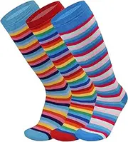 [Bonjour] Ladies Design Wellington Boot Socks (3 Pairs) Women's Cotton Rich Breathable Welly Socks - Festival Walking Hiking Thermal Socks - Striped Cats Dogs Horses Animal Designs - UK Shoe Size 4-8